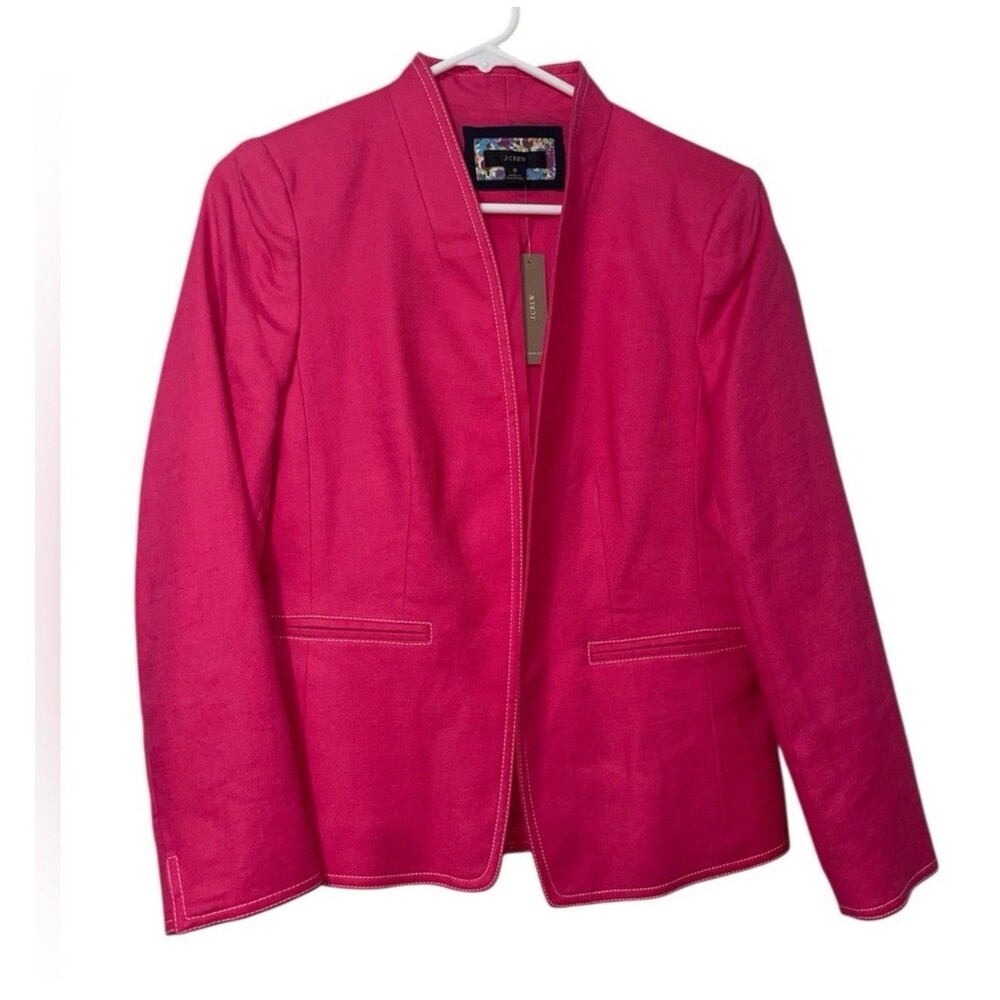 J Crew Going Out Pink Open Linen Blazer SIZE 8